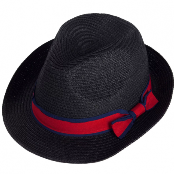 Topi fedora dengan aksen pita warna-warni